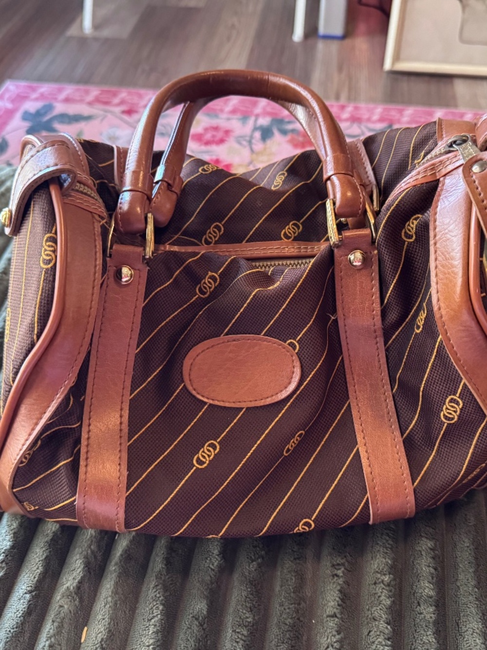 Vintage Monogram Structured Satchel Brown Cognac Gold Doctor Bag